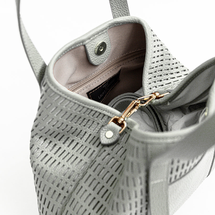MIAMI - Borsa in pelle forata menta