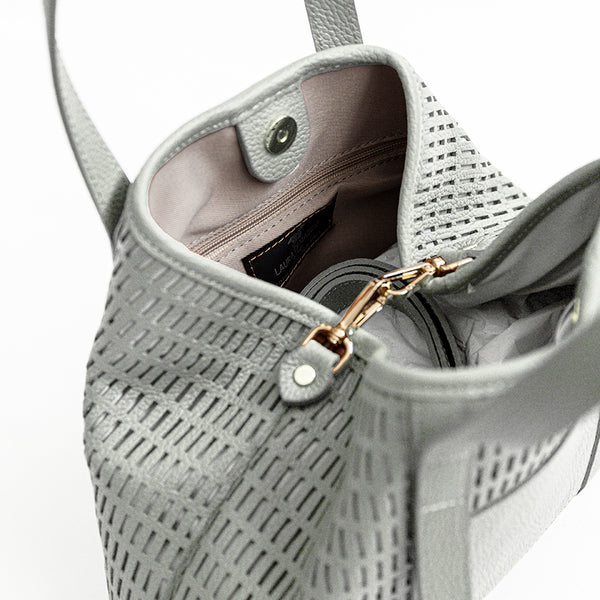 MIAMI - Borsa in pelle forata menta