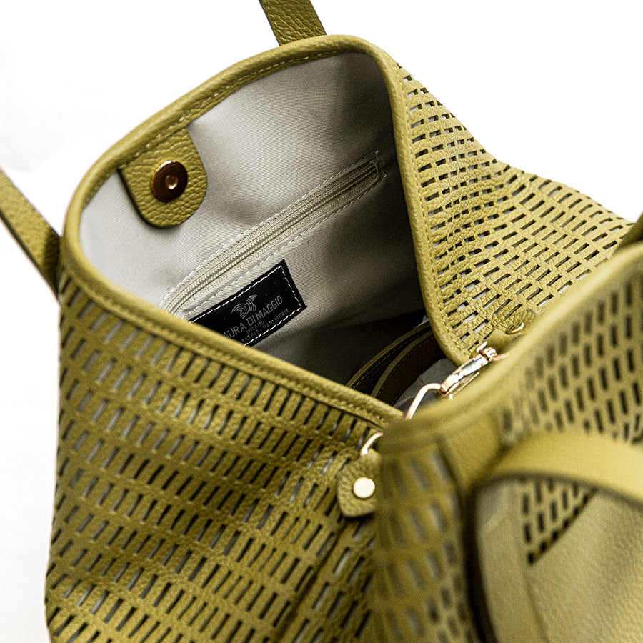 MIAMI MAXI - Borsa in pelle forata lime