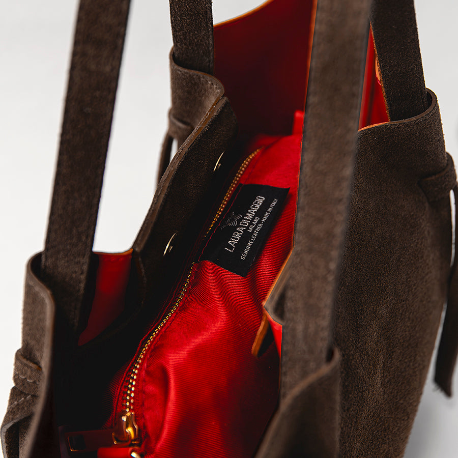 MIDA - Borsa in camoscio testa di moro