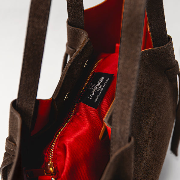 MIDA - Borsa in camoscio testa di moro