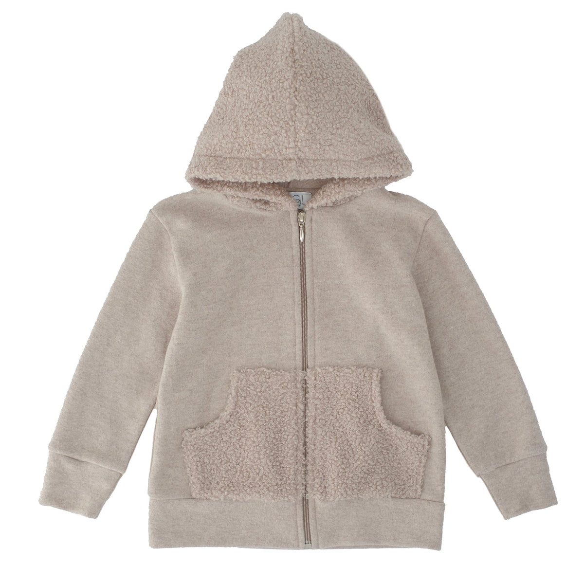 FELPA IN COTOCASHMERE CON TASCHE E CAPPUCCIO TEDDY