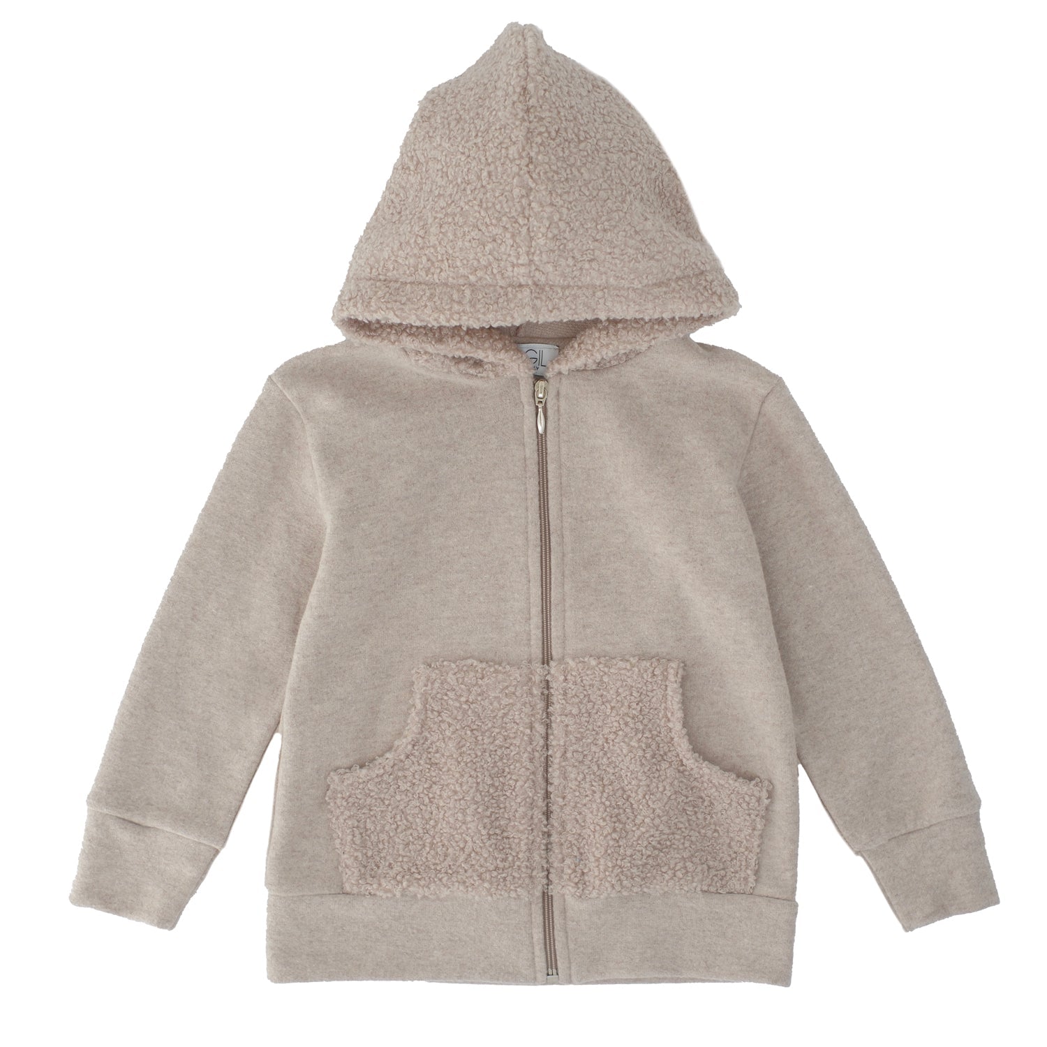 FELPA IN COTOCASHMERE CON TASCHE E CAPPUCCIO TEDDY