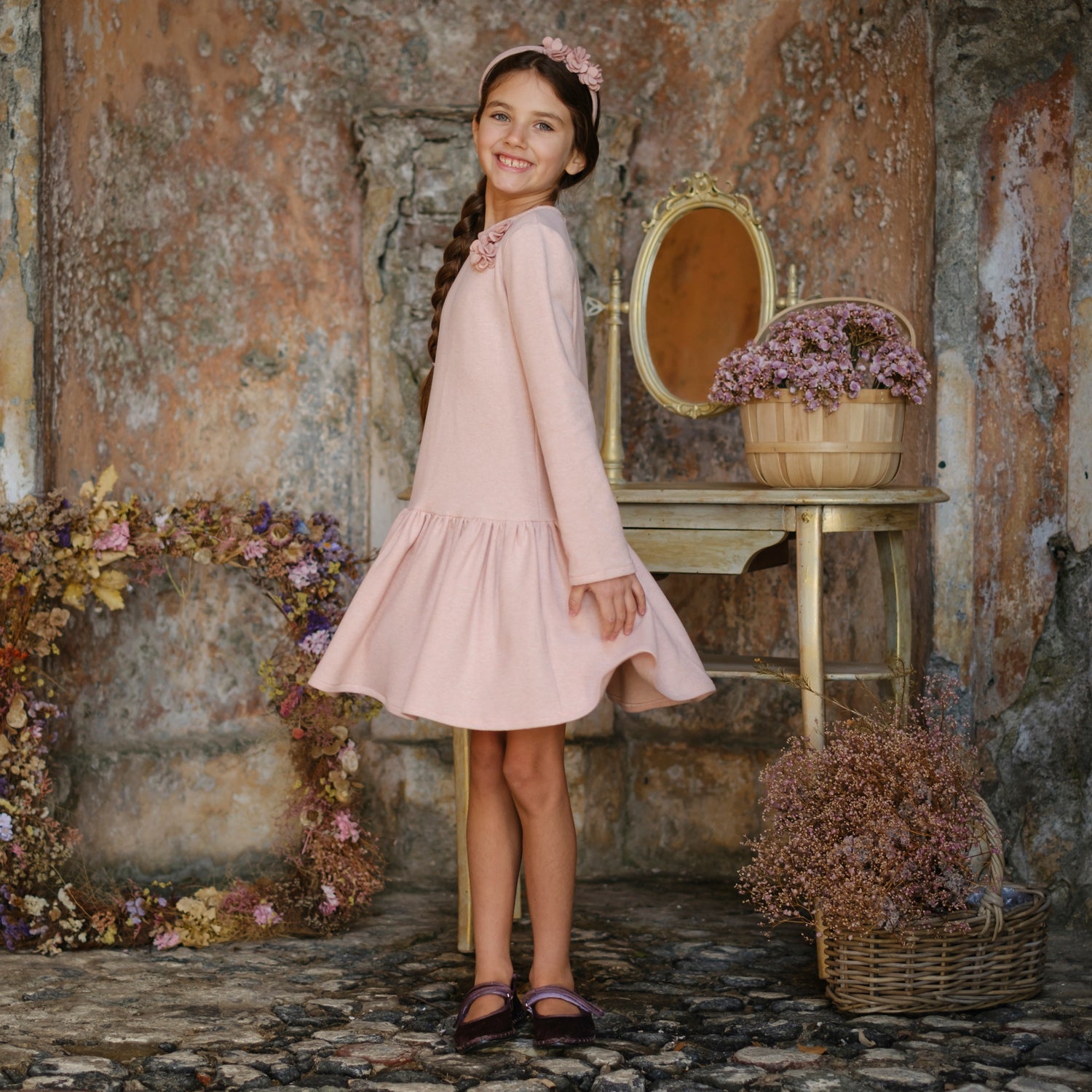 ABITO COTOCASHMERE CON FIORI