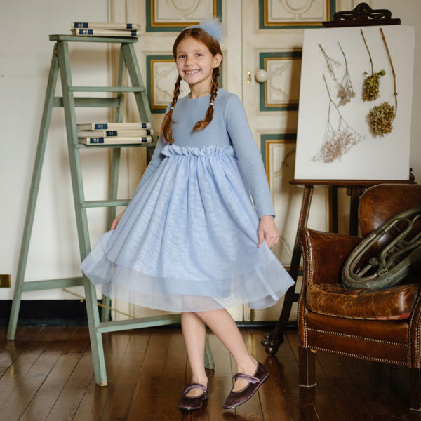 ABITO IN COTOCASHEMERE CON GONNA TULLE