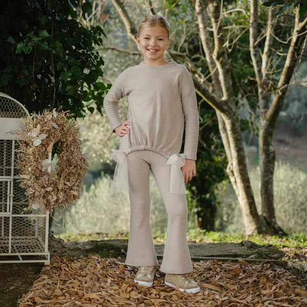 MAGLIA IN COTOCASHMERE CON FIOCCHI TULLE