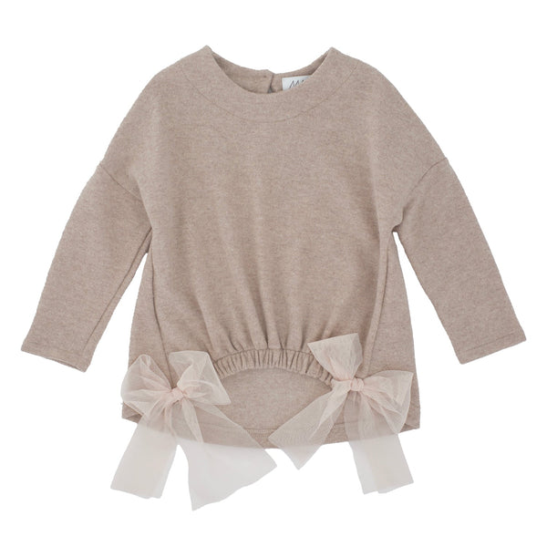 MAGLIA IN COTOCASHMERE CON FIOCCHI TULLE
