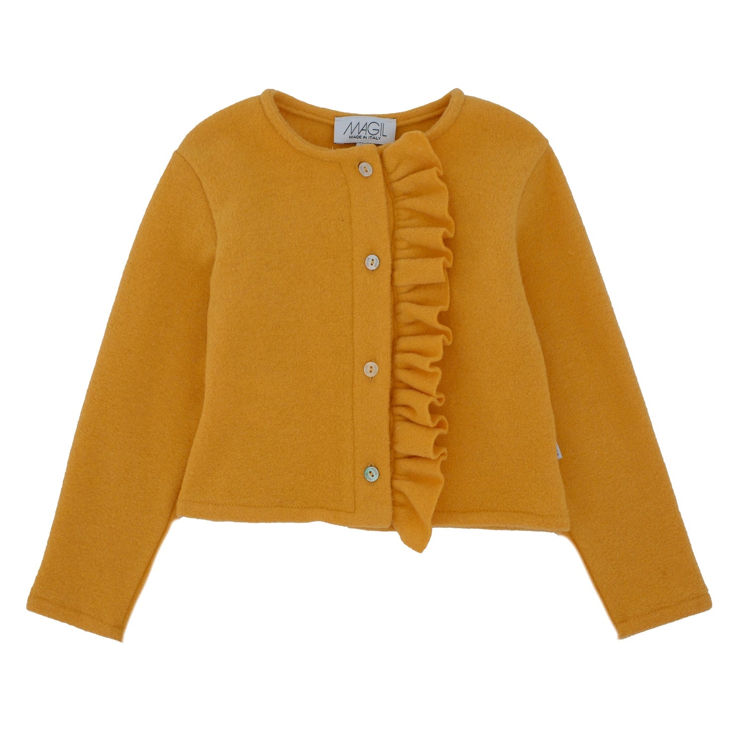 CARDIGAN COTOCASHMERE CON ROUCHES