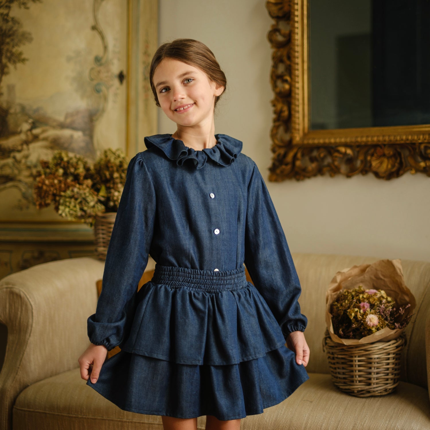 GONNA DOPPIA BALZA IN DENIM