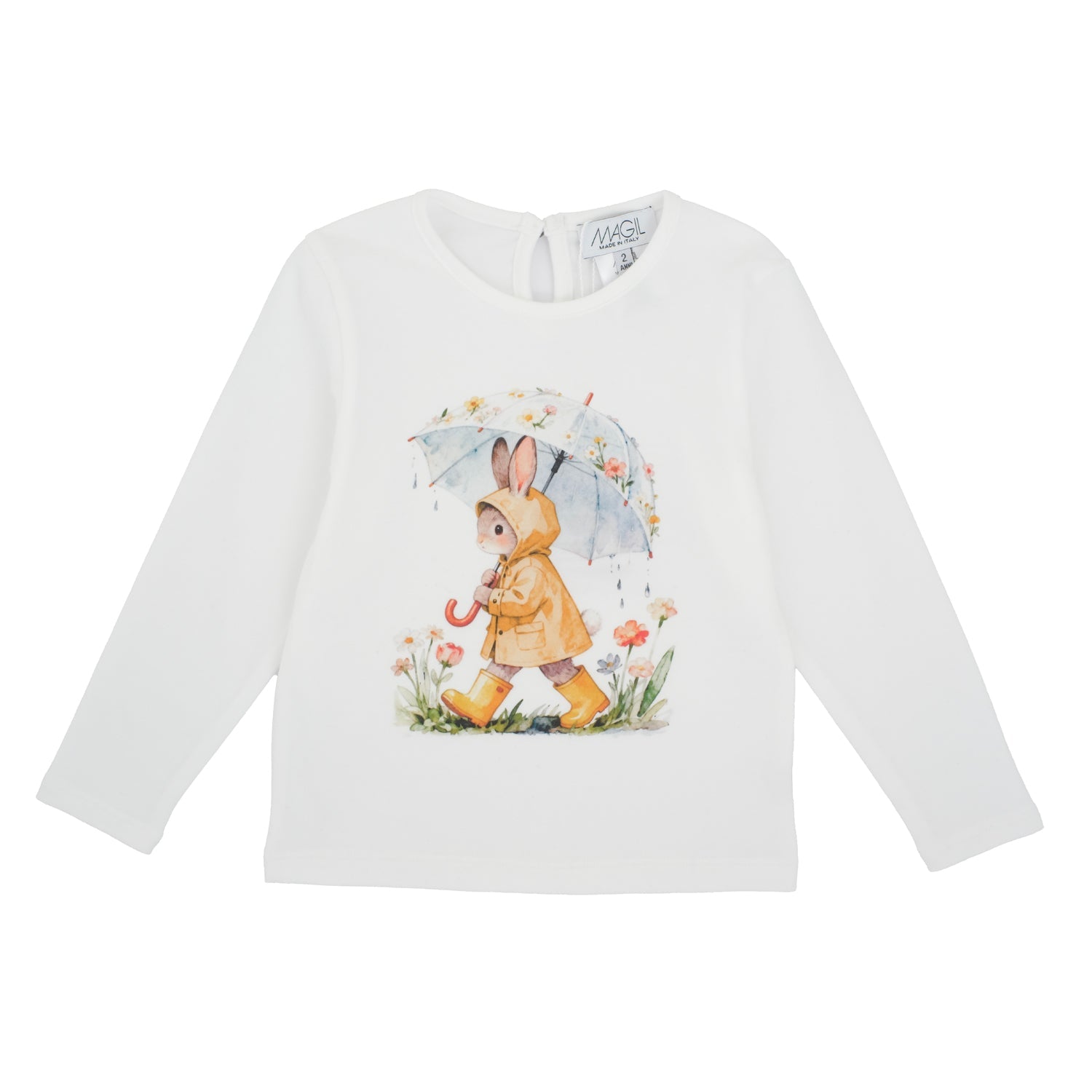 T-SHIRT STAMPA CONIGLIO CON OMBRELLO