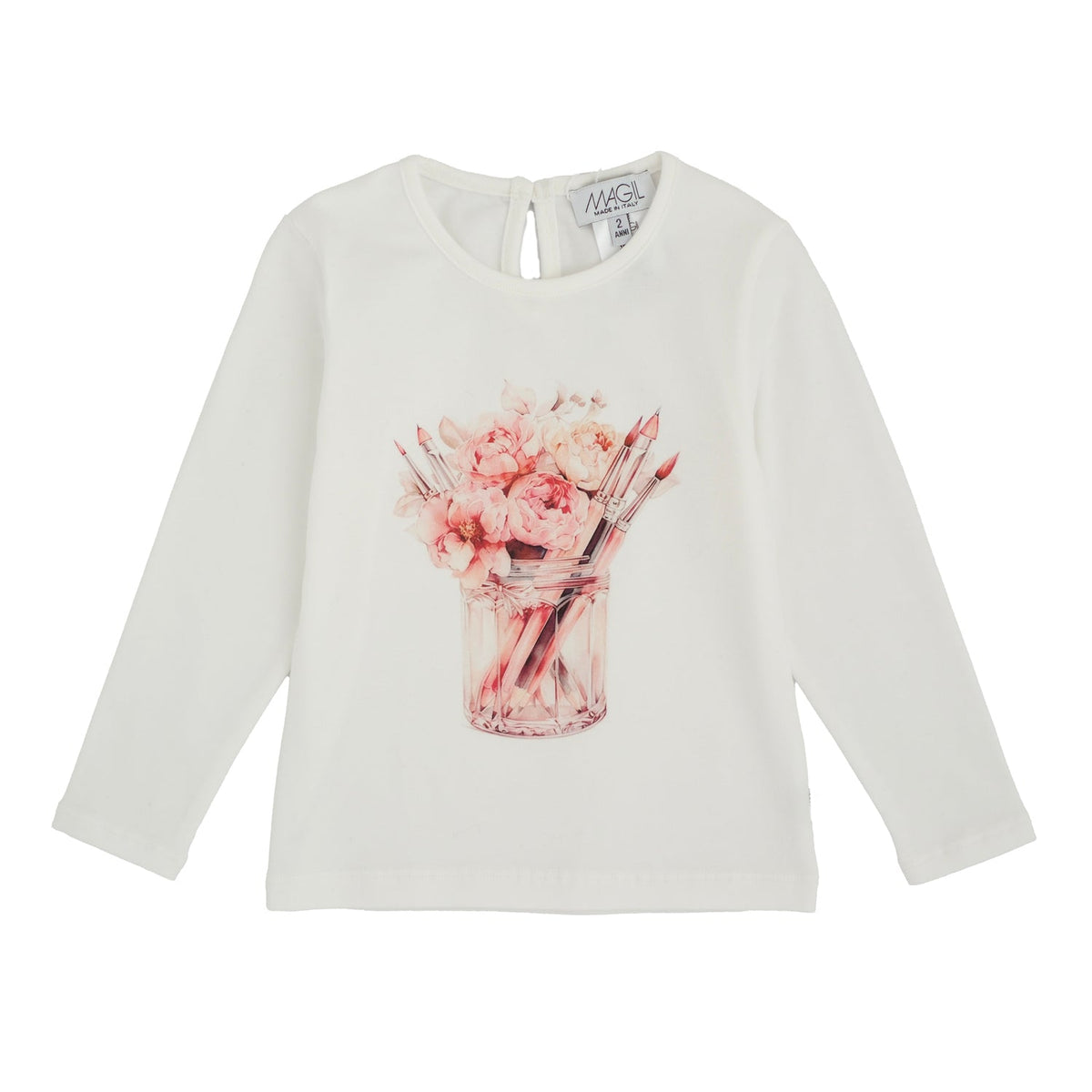 T- SHIRT STAMPA FIORI E PENNELLI