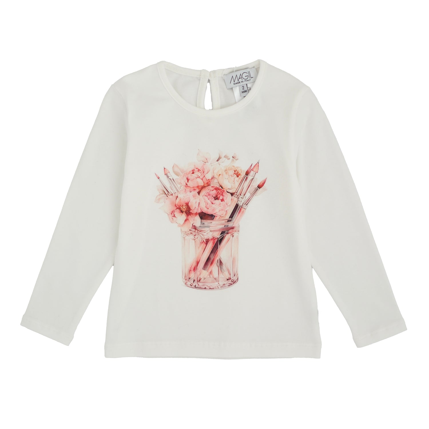 T- SHIRT STAMPA FIORI E PENNELLI