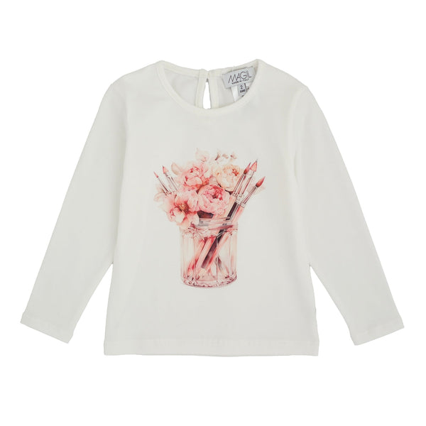 T- SHIRT STAMPA FIORI E PENNELLI