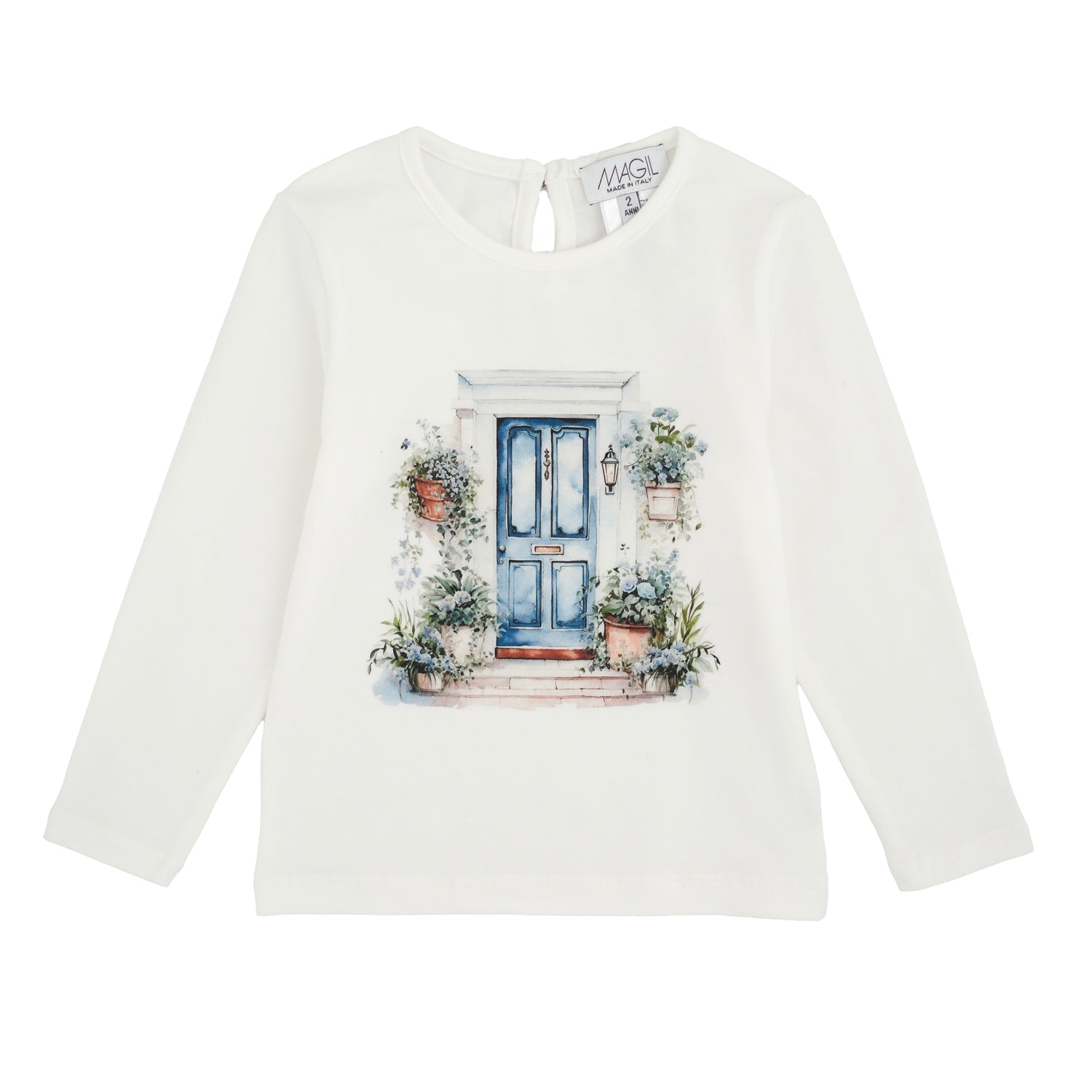 T-SHIRT STAMPA PORTA CON FIORI