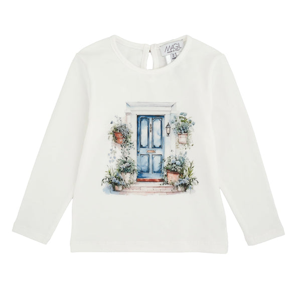 T-SHIRT STAMPA PORTA CON FIORI