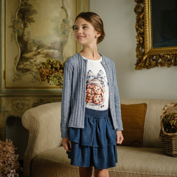 T-SHIRT BISCOTTI FIOCCO AZZURRO