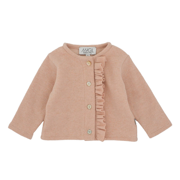 CARDIGAN COTOCASHMERE CON ROUCHES