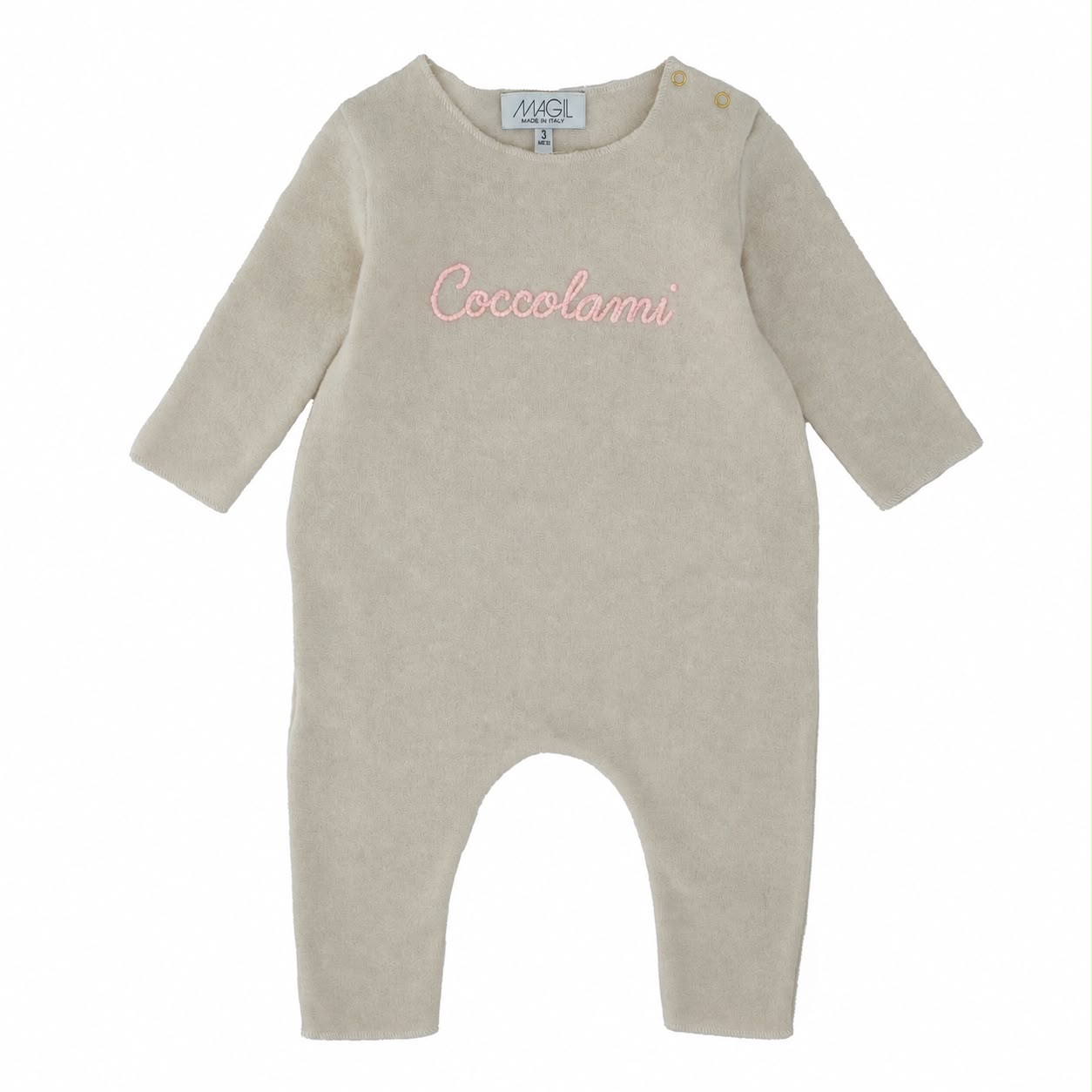 COTTON CASHMERE ONESIE WITH EMBROIDERY