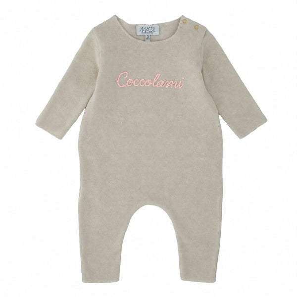 COTTON CASHMERE ONESIE WITH EMBROIDERY