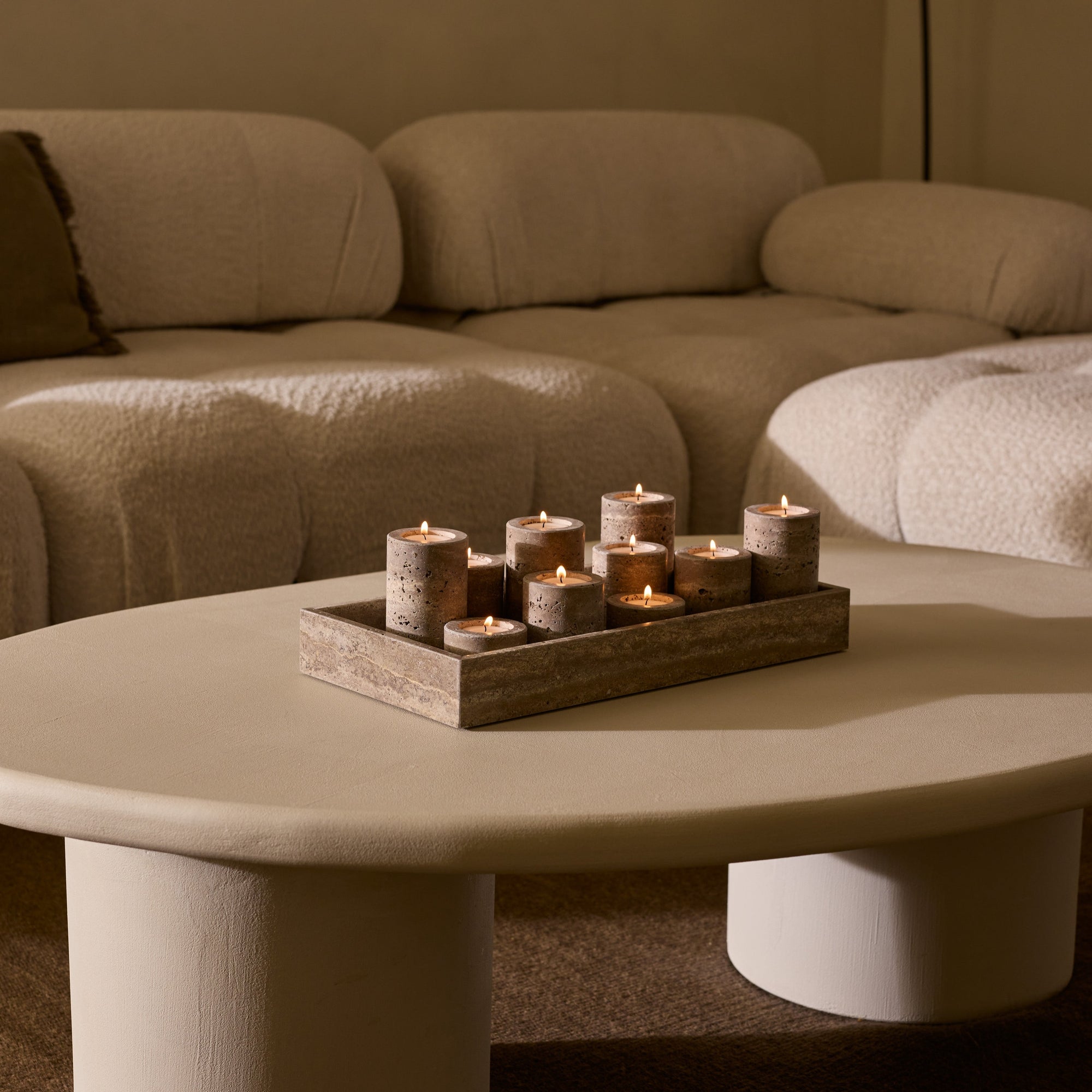 Marble tray with edge 40x20x5cm Titanium travertine