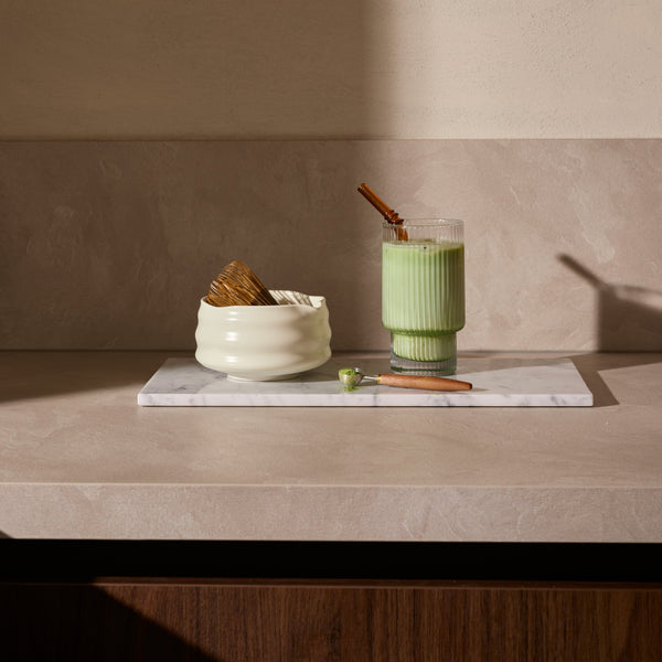 Marble tray rectangular L white 20x40cm