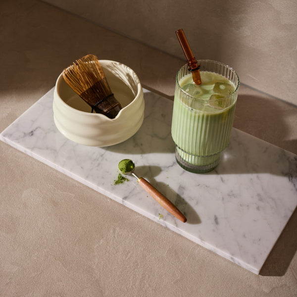 Marble tray rectangular L white 20x40cm