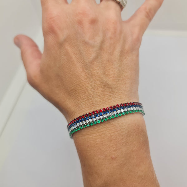 BRACCIALE ACCIAIO TENNIS E ZIRCONI BIANCHI MM 2,00