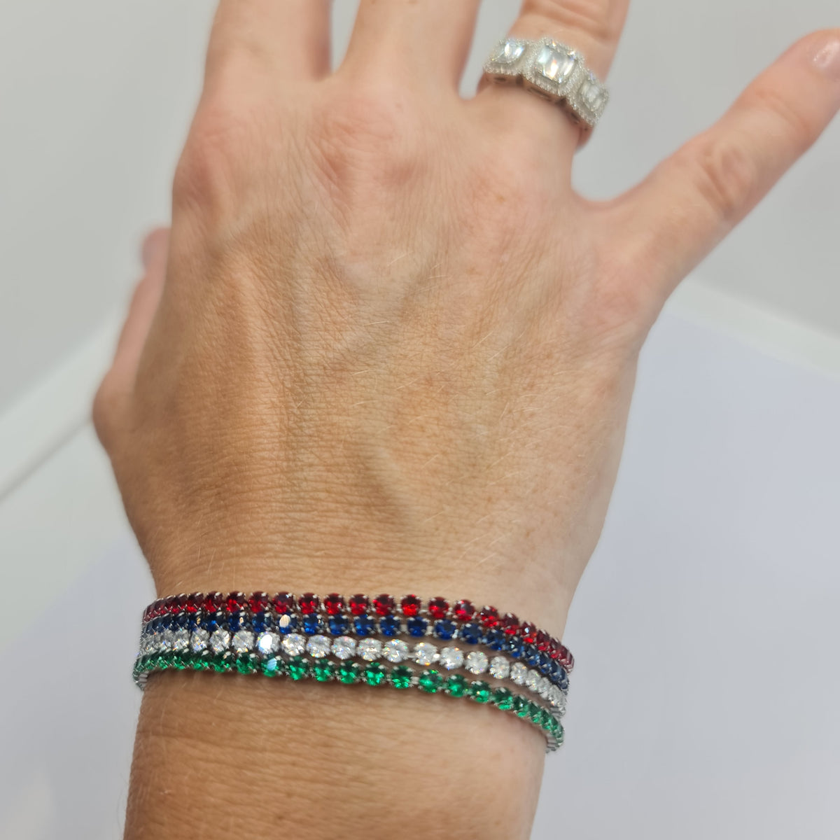Tennis Bracelet in Steel with Red Zirconia 2.50 mm