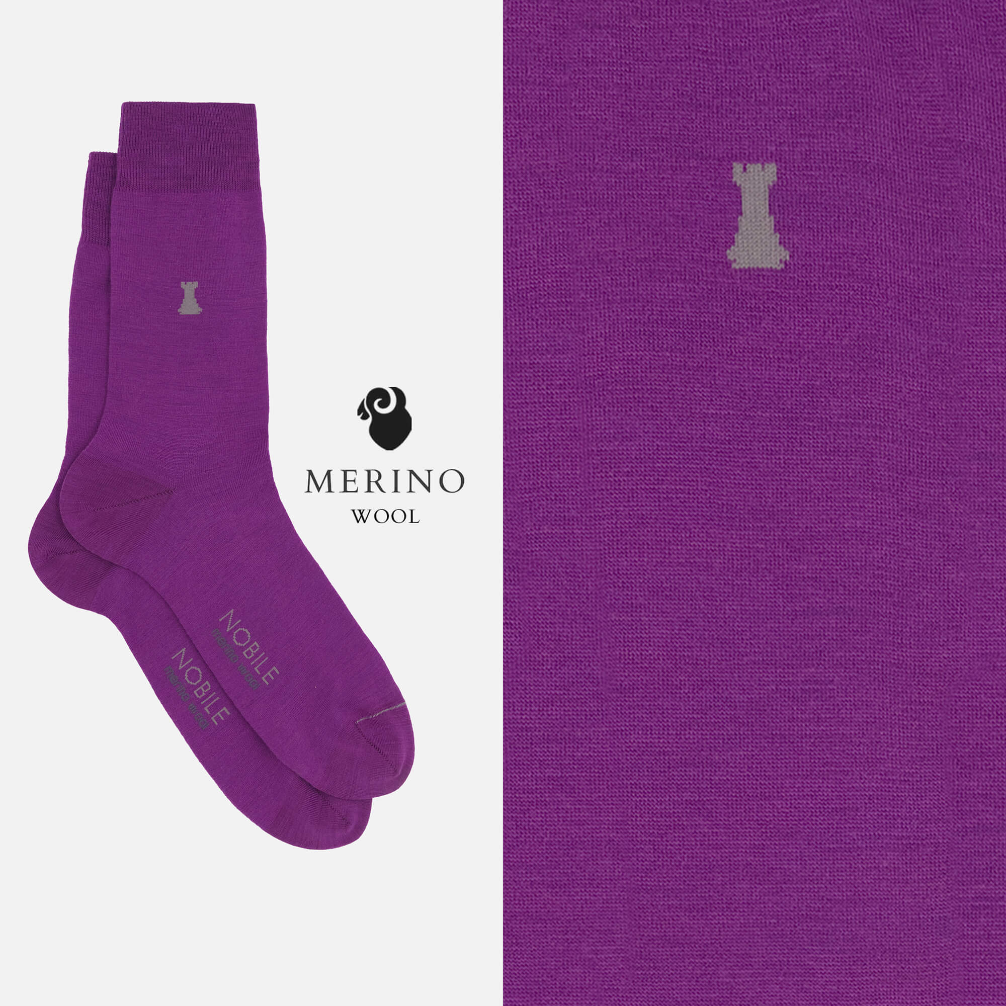 Box of 12 Pairs of Short Merino Wool Socks - Solid Color & Micro Rib