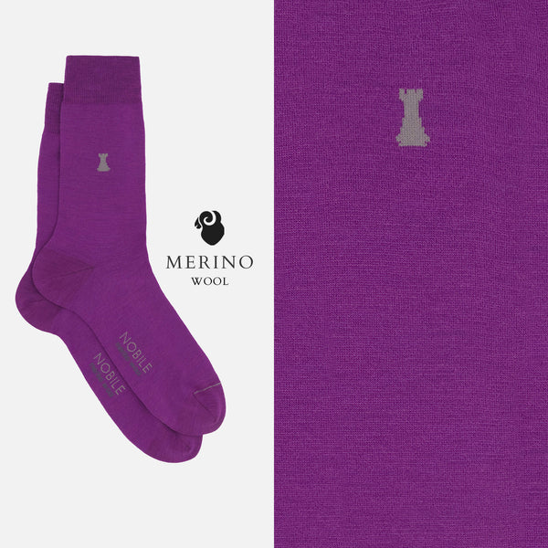Box of 12 Pairs of Short Merino Wool Socks - Solid Color & Micro Rib