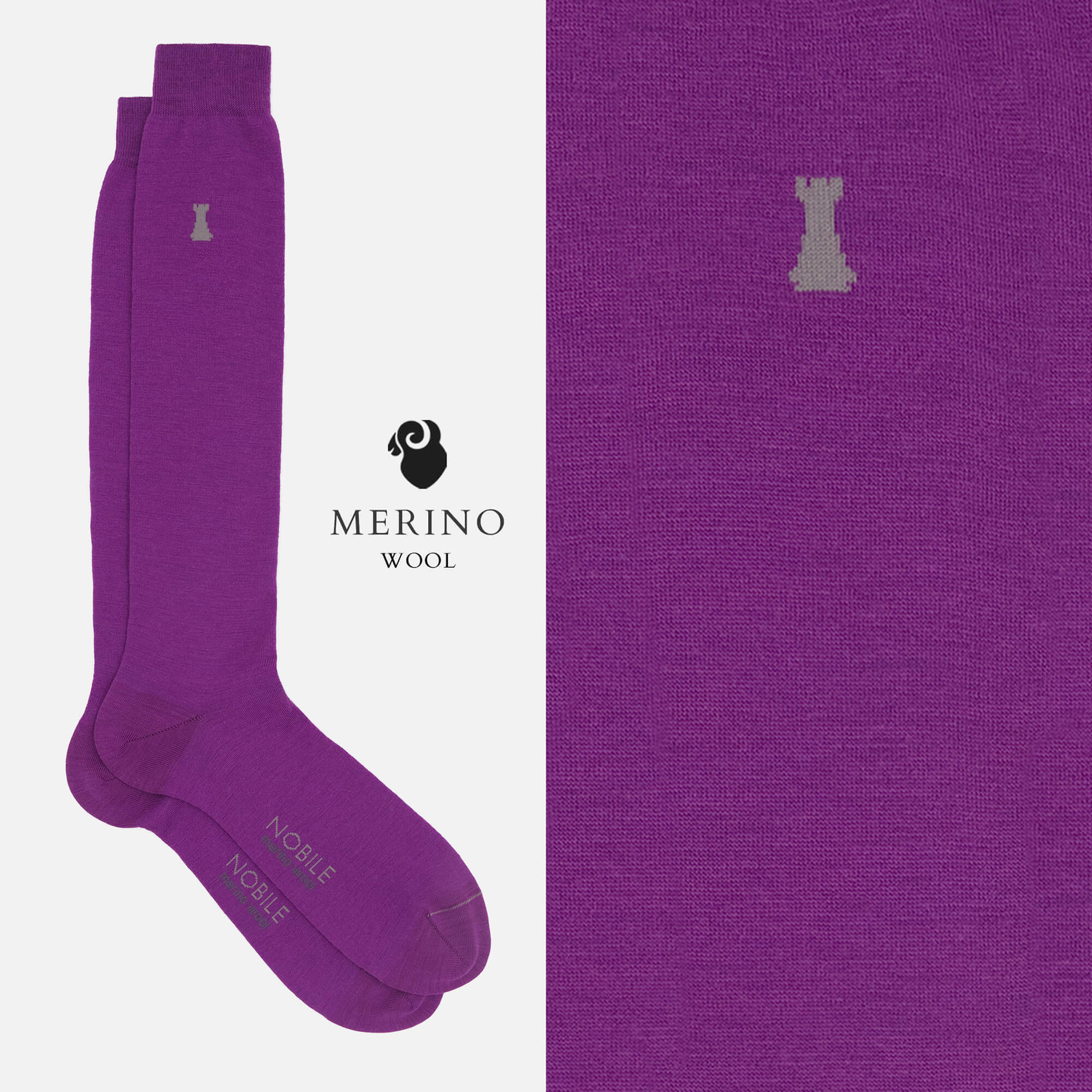 Krabička 12 párov dlhých merino vlnených ponožiek - Jednofarebné a mikro rebrované