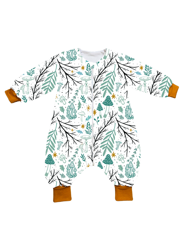 Muslin sleeping bag with legs, sleeves, and filling - Magical forest