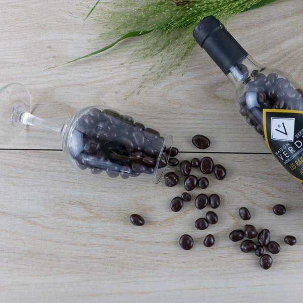 Le packaging original pour les Raisins Dorés avec son verre estampillé "La Maison VERDIER"