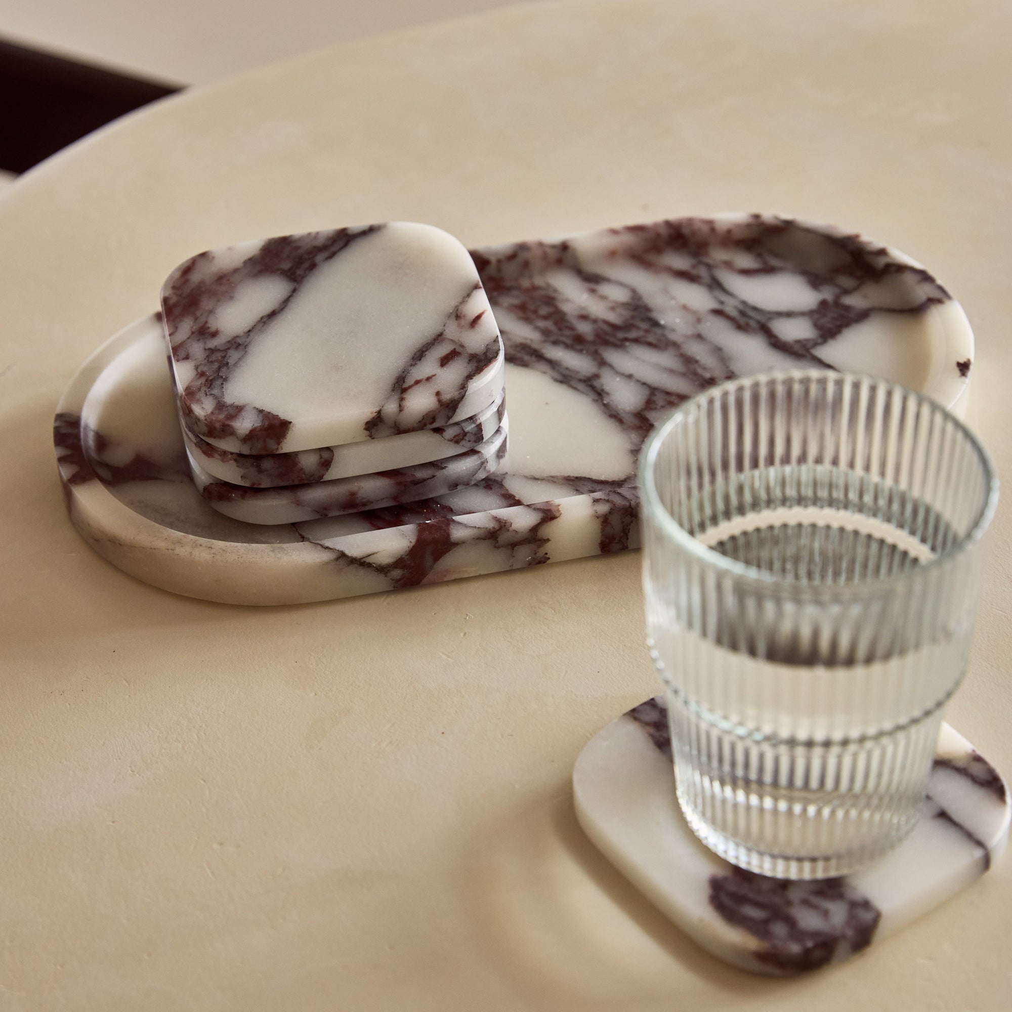 Marble tray oval 30x15cm Calacatta