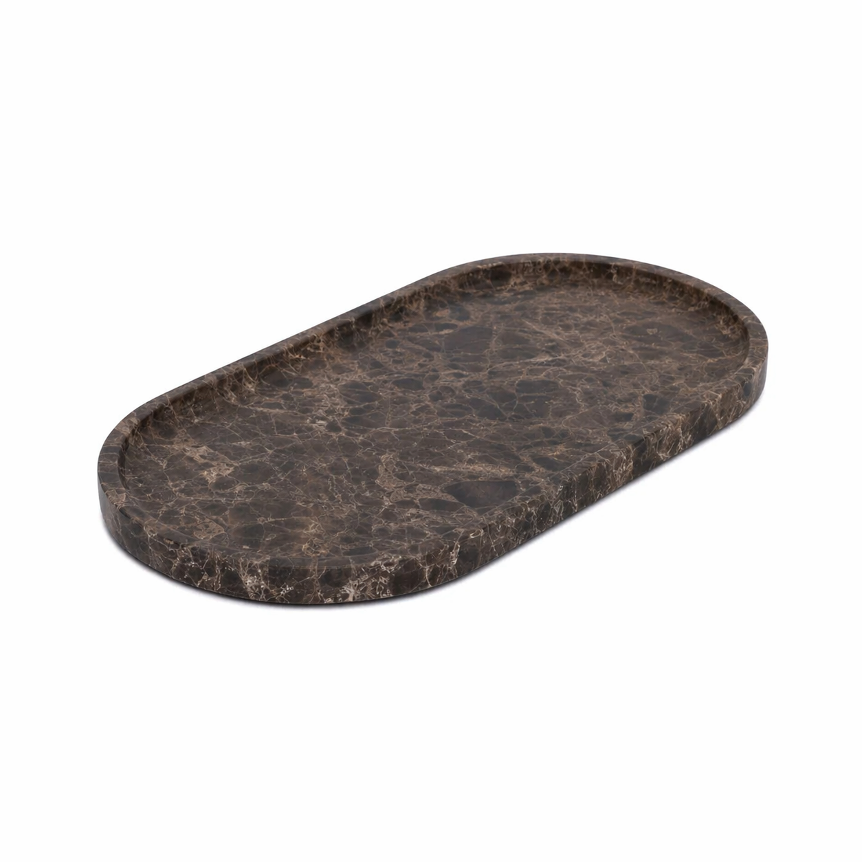 Vassoio in marmo ovale 30x15cm marrone