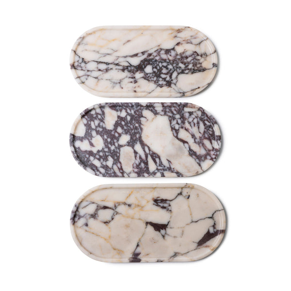Vassoio in marmo ovale 40x20cm Calacatta