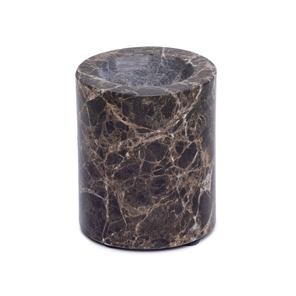 Marble tealight holder M Ø6x7cm brown