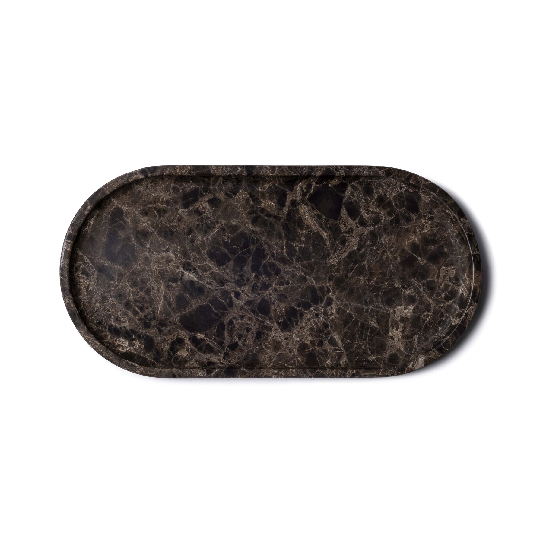 Vassoio in marmo ovale 30x15cm marrone