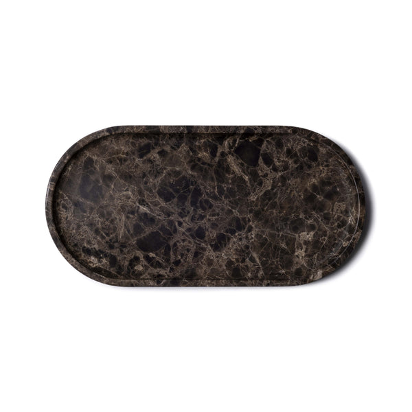Vassoio in marmo ovale 30x15cm marrone