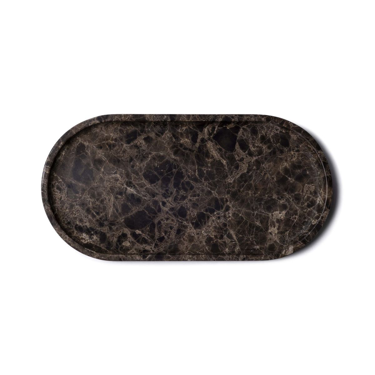 Bandeja de mármol ovalada 30x15cm marrón