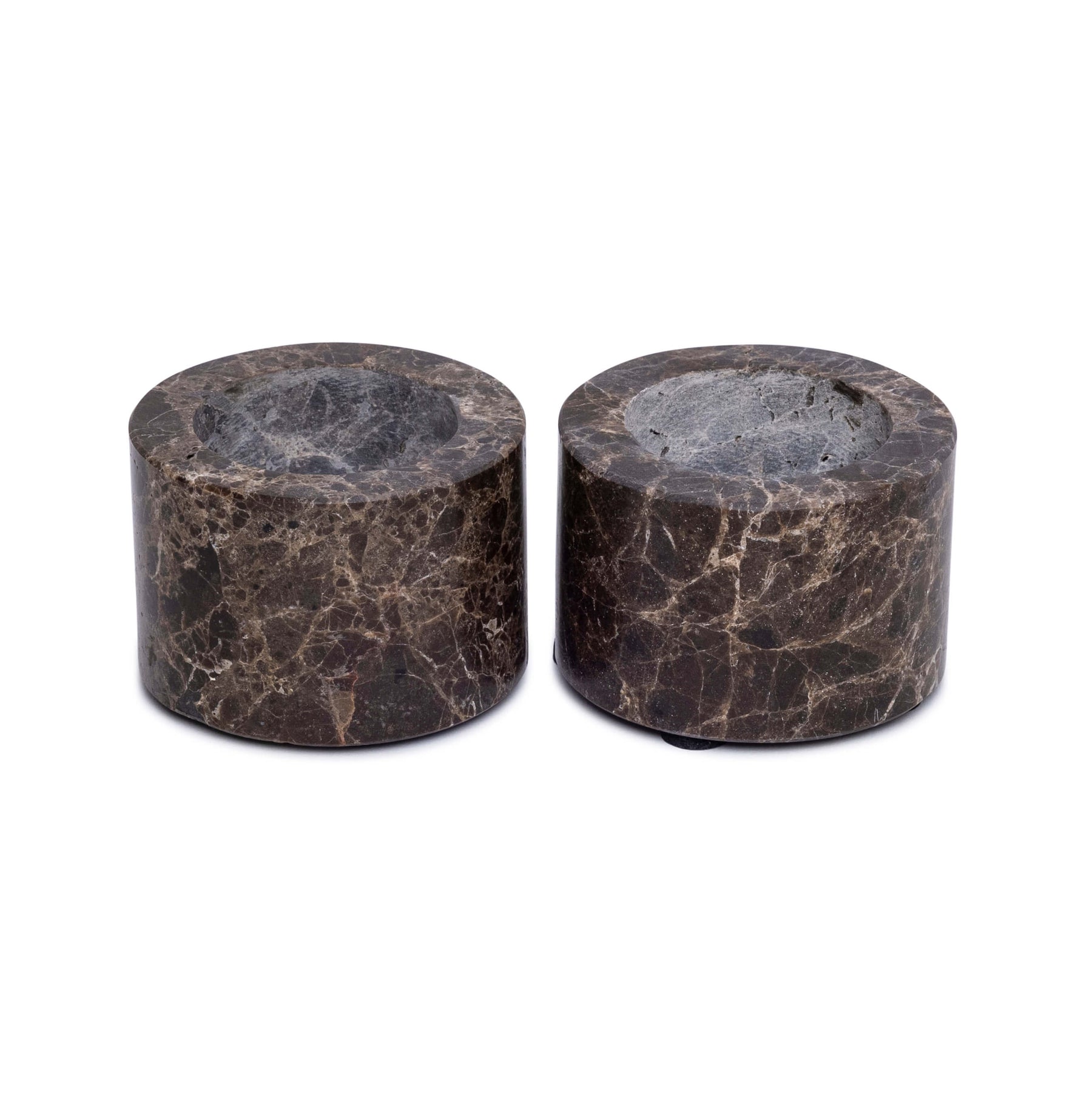 Portavelas de mármol S Ø6x4cm marrón