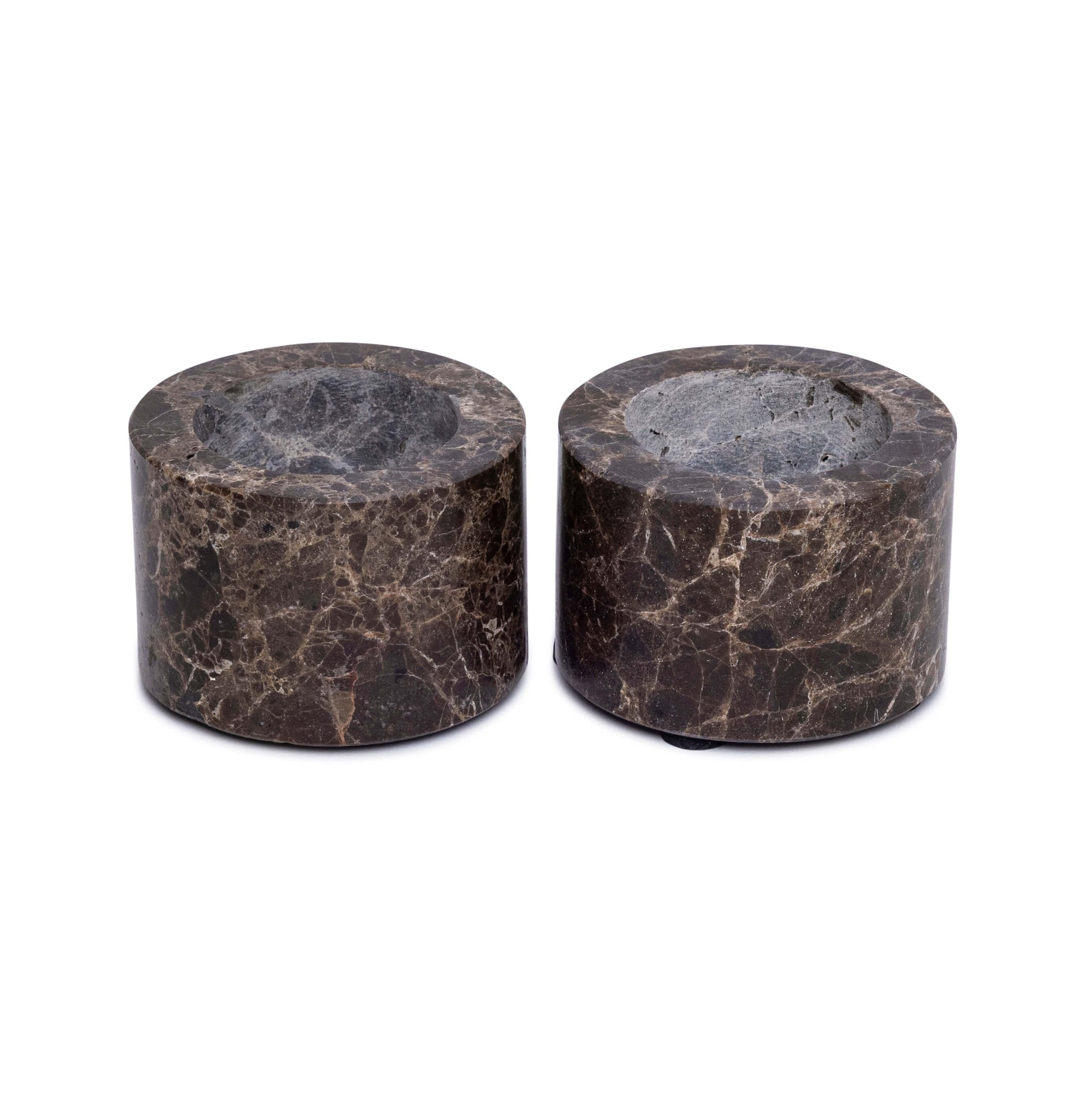 Portavelas de mármol S Ø6x4cm marrón