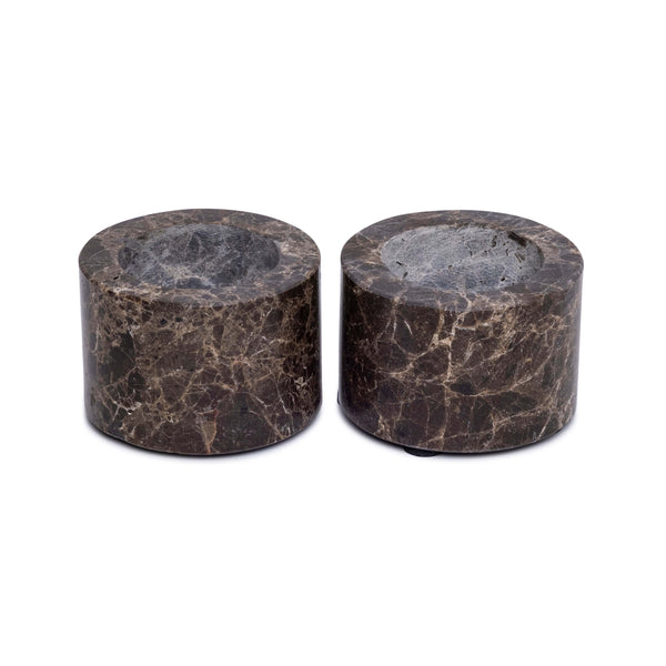 Portavelas de mármol S Ø6x4cm marrón