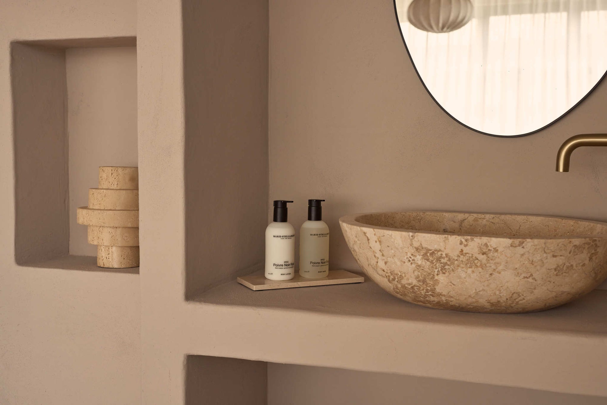 Marmer dienblad rechthoek S beige
