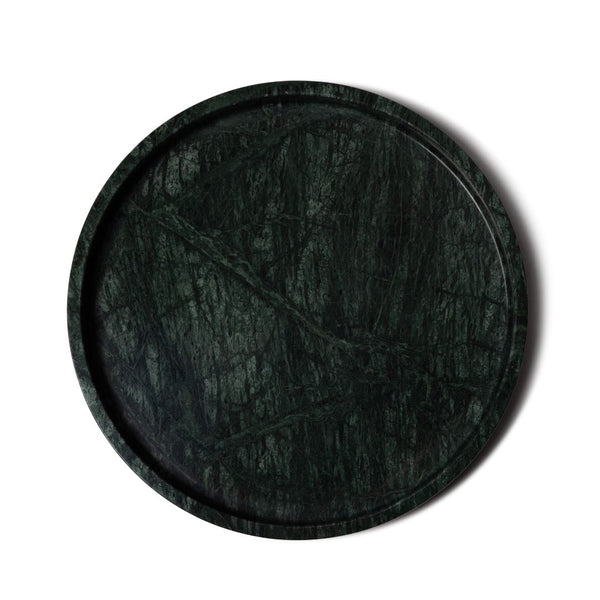 Round marble tray with edge Ø30cm green