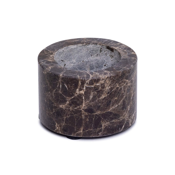 Mramorový svícen na čajové svíčky S Ø6x4cm hnědý