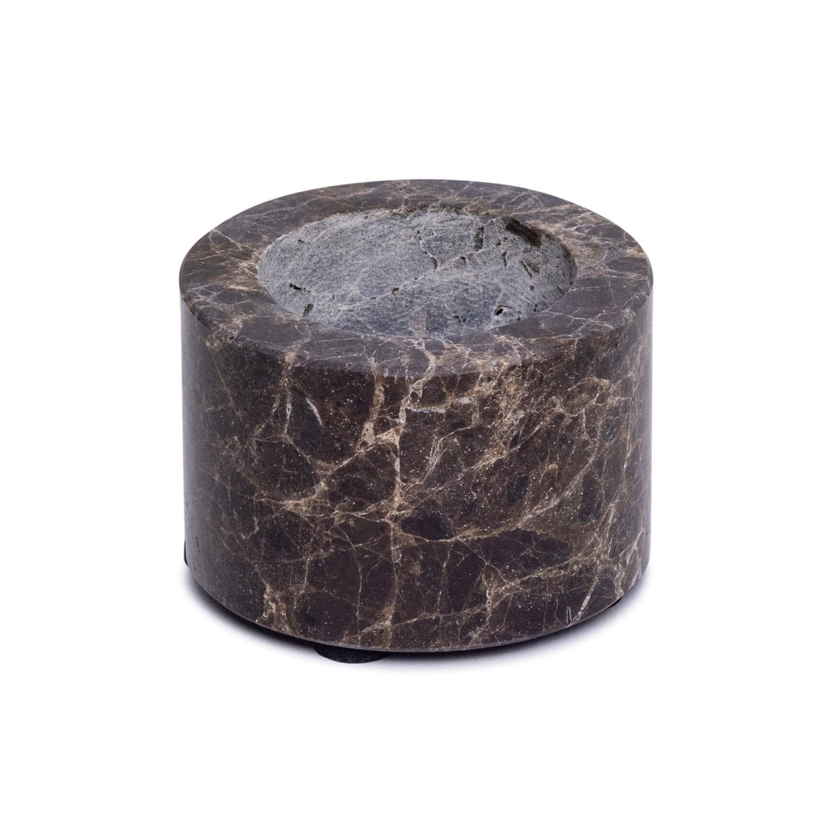 Marble tealight holder S Ø6x4cm brown