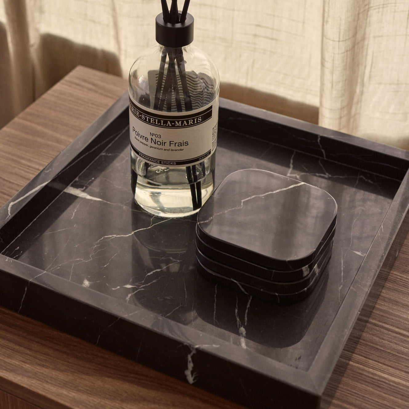 Marmer dienblad tray  zwart