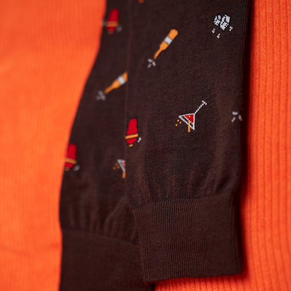 Martini - Short sock in soft Makò cotton with design