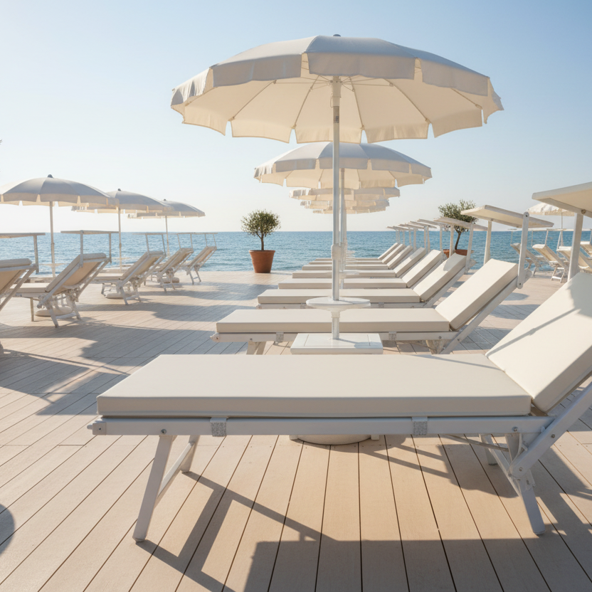 Materassino professionale per stabilimenti balneari Arketicom con ganci in skay marino